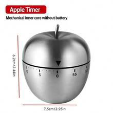 不锈钢厨房计时器，鸡蛋和苹果形状机械提醒倒计时厨房工具 - 彩色 - 查看 12