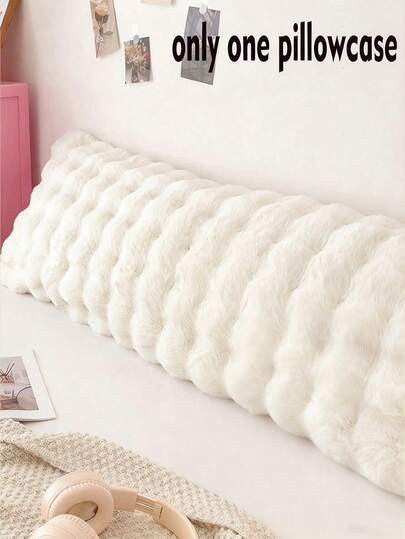 1pc Plush Bubble Fabric Pillowcase, Long For Double Pillow Or Body Pillow, Covers Only Without Filling, Machine Washable