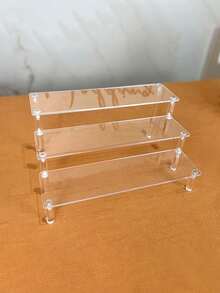 1pc Transparent Acrylic Tiered Display Stand, Versatile Desktop Acrylic Organizer For Figurines, Blind Boxes, Perfumes, Cosmetics, Accessories - Clear - View 2