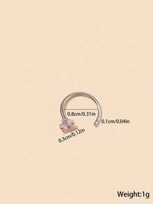 1 件迷人、精致、简约的方形不锈钢人造锆石鼻环，适合女性在夜店、派对、生日和节日等场合佩戴，是理想的礼物之选。 - 粉色 - 查看 7