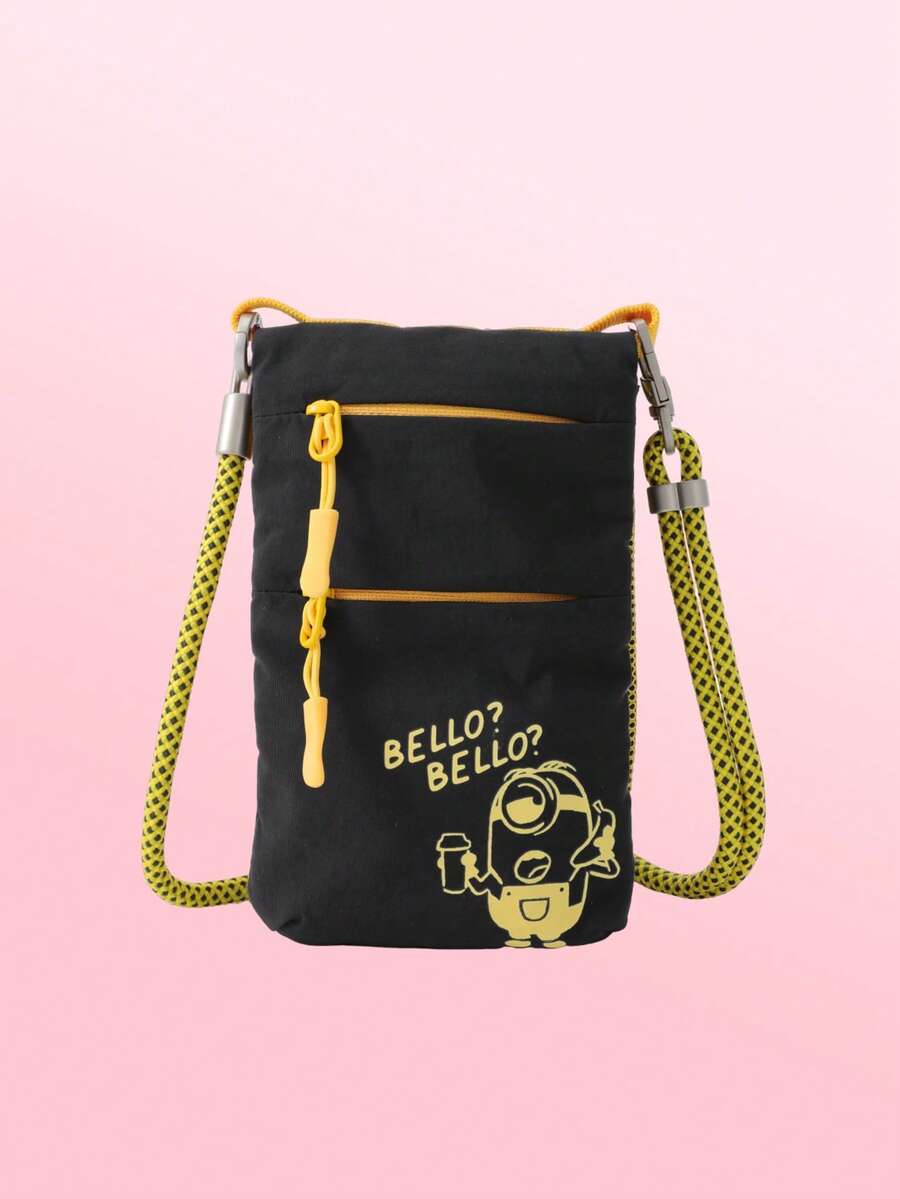 Minions Outdoor Sweat-Proof Running Cell Phone Bag Multifunction Nylon Cell Phone Holster Small Crossbody Bag Gym Fitness Cell Phone Key Holder Pouch Bag Casual Shoulder Bag - Black - View 1