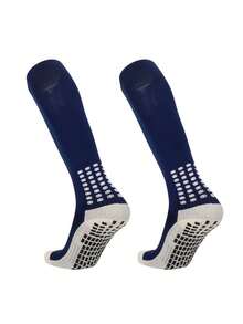 1双男童及膝足球袜，女童毛巾底防滑运动袜，适合10-18岁青少年，可用于足球训练、跑步、户外活动 - 彩色 - 查看 19