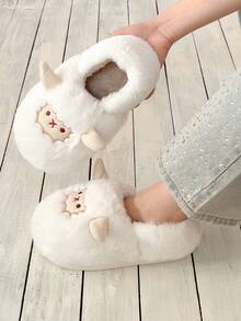 XIXITIAO 1 para miękkich pluszowych kapci z motywem owcy, modne kapcie dla par, grube, ciepłe, antypoślizgowe buty do noszenia w domu na zimę, urocze, puszyste kapcie domowe