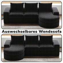 Chenille Sofa With Curved Elements And Lounge Chair, Fully Compressed And Without Frame, Modular Combination Sofa L-Lounger, Foam Compression Sofa, No Assembly Required