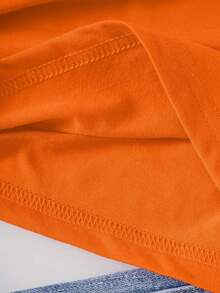 Playera camiseta gráfica dama mujer manga corta cuello redondo básica cómoda fresca ligera estampado botas vaquera occidente lazo cuerda brillos diamantes día noche - Naranja - Ver 4