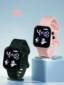 2 件/1 件全新 LED 显示屏数字电子手表自行车游泳骑马椰子树 8 字形扣表带简约时尚度假风格情侣手表情人节节日礼物生日礼物万圣节、圣诞节、情人节、母亲节、节日礼物的最佳选择