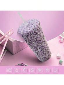 1个闪亮珍珠装饰吸管杯 - 色彩鲜艳闪亮的可重复使用饮水杯，时尚醒目，适合日常使用、聚会和送礼，这款独特的杯子将提升您的饮水体验。 - 彩色 - 查看 10