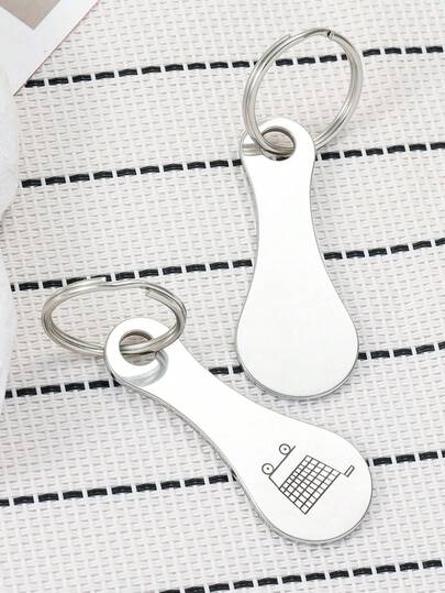 1pc Shopping Cart Coin Token Trolley Key Chain, Metal Ring Replacement Unlock Coin Keychain, Bag Pendant, Wallet Pendant, Women's Christmas Gift, Fashion Keychain Lanyard, Women's Car Accessories, Phone Pendant Gifts For Mother, Father, Graduation, And Teacher