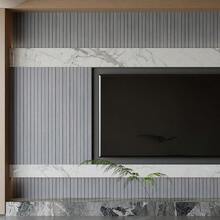 Yutianli PVC Slat Wall Panel Peel And Stick 236"X 15.7" Faux Wood Slat Panel Artificial Oak Wood Grain Self-Adhesive Soundproof 3D Wall Panel For Walls And Ceilings - 236吋 x 15.7吋 + 灰色 - 查看 5