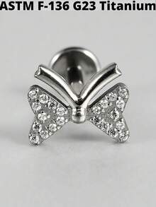 1PC G23 Titanium Cz Butterfly Lip Studs 16G Internal Thread Snake/Flower Ear Helix Tragus Cartilage Earrings Body Piercing Jewelry - As Shown - View 26