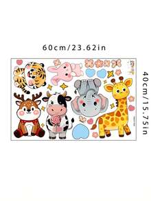 1pc Cute Animal Wall Sticker, Bedroom Baby Room Wall Decor, Living Room Wall Decoration, Self-Adhesive High-End Wall Decal - Multicolor - View 6