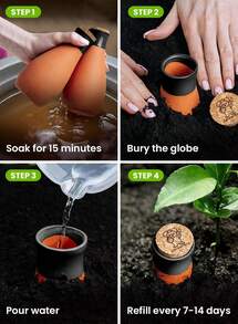 4 Pcs Ollas Terracotta Watering Pots Large - 14 Oz Self Watering Planter Insert Olla Watering System For 1-Week Easy To Refill - Clay Plant Watering Globes For Outdoor & Indoor Plants [4, ] - 4pcs black - 查看 5