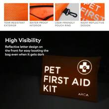 Dog First Aid Kit - Pet Emergency Kit - Water Resistant High Visibility Reflective First Aid Pouch Dog Camping Essentials For Hiking Backpacking Sports Hunting - Red and White - View 4