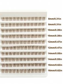 Rikuaild 120pcs D-Curl Brown Cluster False Eyelashes, Dense Yet Lightweight, Soft And Fluffy, Creates Natural Or Dramatic Makeup Look, Essential Beauty Tool - D - View 5