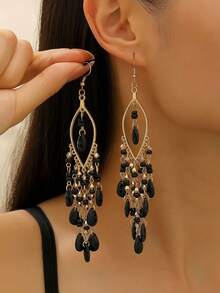 1 Cặp hoa tai tua rua hình giọt nước bằng nhựa Barroque phong cách Bohemian dành cho nữ - kỳ lạ - Xem 11