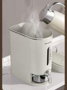 1个多功能米桶，带压力盖的密封塑料米桶，防潮厨房米桶 - 彩色 - 查看 5