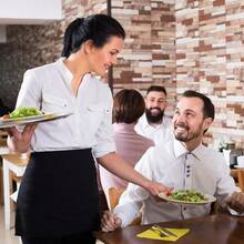 GREEN LIFESTYLE Water Resistant Waist Apron With 3 Pockets For Kitchen Staff And Restaurant Workers Reinforced Seams And Long Adjustable Strap Half Apron Design Ideal For Food Service Cooking And Catering Environments 12 Pack In Black For Durable And Practical Use - Server12Pack - Xem 3