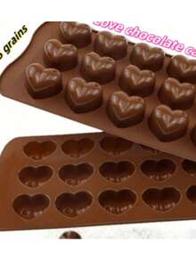 2pcs 15-Cavity Heart Shaped Silicone Chocolate Candy Cookie Cake Baking Mold Ice Cube Tray With Raindrop Heart Mold - Brown - View 8