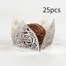 25pcs/10pcs Laser Cut Chocolate Paper Lace Boxes, Suitable For Eid Mubarak, Wedding, Party, Ramadan Festival, Arab Festivals, Islamic Festivals - Multicolor - View 10