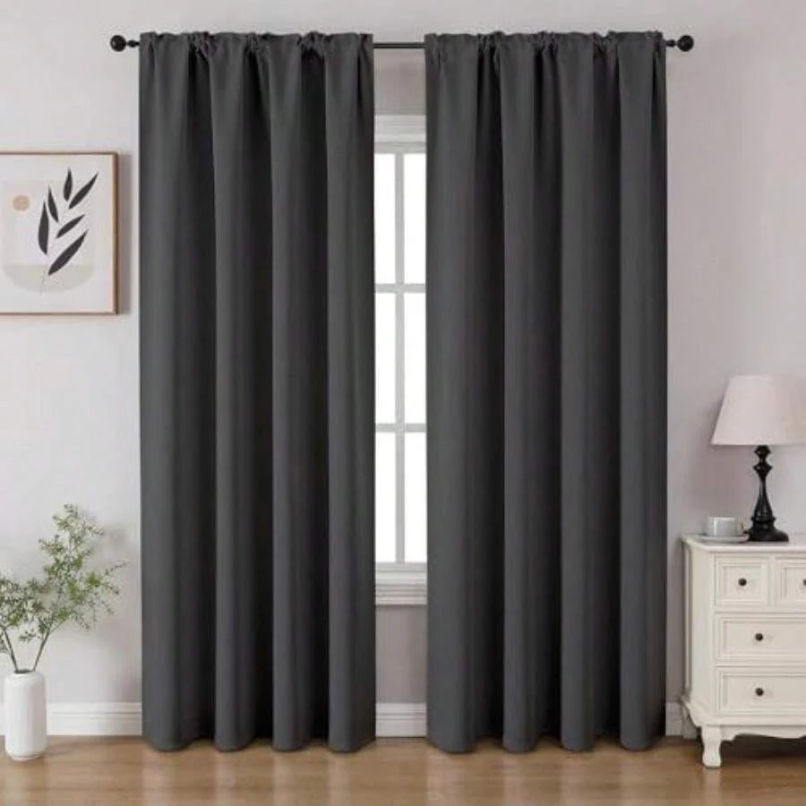 CUCRAF - Cortinas Opacas para oscurecer la habitación, Paneles de Cortina para Ventana, Bolsillo para Barra, Cortinas sólidas con Aislamiento térmico para recámara, Sala de Estar, Juego de 2 Paneles(132.1An x 213.4Al cm (1 Paneles) Gris Oscuro) - Multicolor - Ver 1