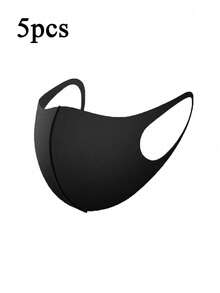2/5/10/20pcs Knitted Dust-Proof, Waterproof, Breathable Masks, Ice Silk Mask, Black Mask, Waterproof, Dustproof - Black - View 13