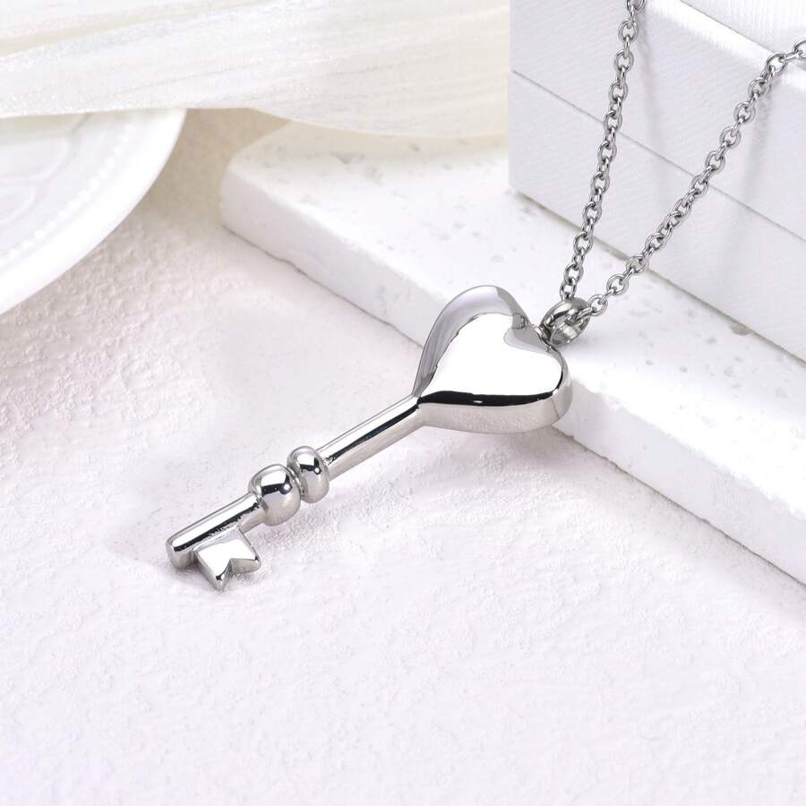 1 件不锈钢猫形骨灰盒项链，纪念项链，可存放骨灰、头发或水晶，以纪念亲人 - 項鍊 - 查看 1