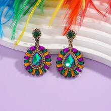 2件套波西米亚风不对称耳环，流苏水钻多款设计，适合日常、节日、派对、庆典等场合佩戴。 - 彩色 - 查看 9