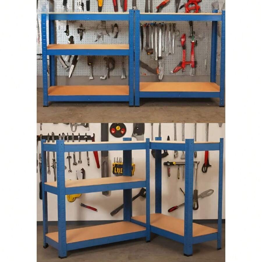5-Storey Metal Garage Storage Rack - Thickened Heavy-Duty 90x40x180cm Red/Blue Workshop Warehouse Office Shed Storage Rack -1-Piece Set - Blue - View 1
