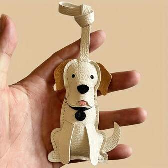 1 pieza Lindo colgante de perro - Llavero de piel sintética con ojos y orejas expresivos y diseño, perfecto para bolsos, llaves, regalo del Día de San Valentín, accesorio de llavero, diseño juguetón