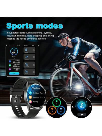 New 1.5" HD Touch Slimme Horloge Dual Straps, LED Torch, Wireless Calling, Weather Fitness Tracking, IOS roid Compatible view 5