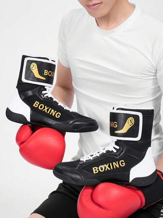 TACHUAN 专业摔跤鞋、男士高帮搏击拳击鞋、训练鞋、跆拳道靴、健身武术鞋