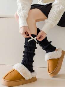 6 perechi de jambiere confortabile pentru femei, cu dungi verticale, în culori solide, la modă, versatile, toamnă/iarnă