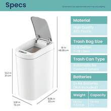 Cubo de basura con sensor de movimiento, 6.8 l, color blanco - Blanco - Ver 5