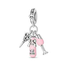 1PC Pink Cute Cat, Swan, Perfume Bottle, Cake, Heart-Shaped Pink Pony, Rose Gun, Lucky Bag, Lipstick Airplane Bag, Poker Star, Heart Ring Car, Scissors Bottle Wine Glass, Bouquet, High Heel Bag Wine Glass Charms, DIY Creative Bracelets, Necklaces, Wristbands And Other Jewelry, Suitable As Birthday Or Holiday Gifts For Women And Girls - Multicolor - View 17