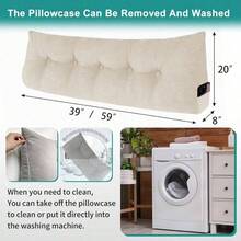 - Almohada para cabecero de cama tamao, con respaldo de cua triangular para recmara, sof, cama de da - Beige + Individual/Individual XL - Ver 3