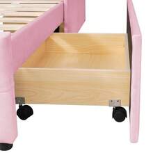 Upholstered Bed 90 X 200 Cm, Slatted Bed With Headboard And Two Drawers, Soft Velvet Fabric, Beige Single Bed, Children's Bed, Junior Bed, Guest Bed (Without Mattress) - Pink - View 10