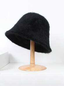 1pc Korean Style Faux Fur Bucket Hat, Women - Fluffy & Warm, With Ear Protection Design, Perfect For Keeping Warm In Autumn/Winter