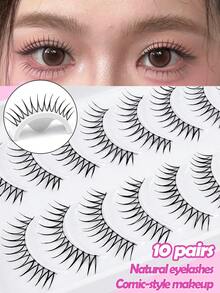 MAGEFY 10/20 Pairs Natural Look False Eyelashes, Breathable, Black U-Shaped Lashes, Same Style As Korean Girl Groups, Short Natural False Lashes, 11mm Thin & Long False Lashes With Transparent Roots, Lively & Energetic Eyelashes