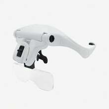 1 Đèn phóng đại rảnh tay đeo đầu - Giá đỡ có thể thay đổi, Băng đô có thể điều chỉnh, 2 đèn LED, Thích hợp cho sửa chữa trang sức, lông mi, đồng hồ, thêu chữ thập và các công việc chính xác - trắng - Xem 5