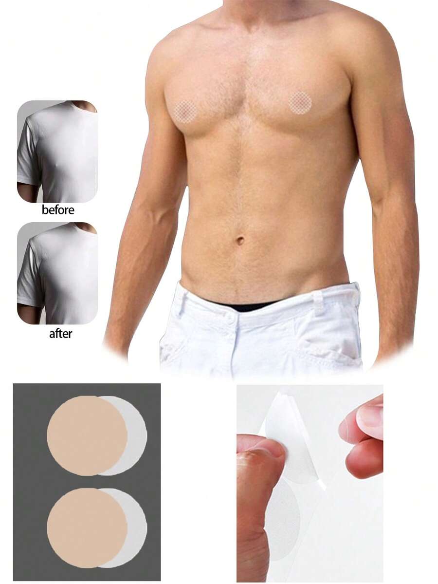 5 peças/20 peças/50 peças Tampas de Mamilo Invisíveis para Homens, Pastilhas Adesivas Ultrafinas e Confortáveis, Adequadas para Mamilos Salientes, Previnem Atrito, Maratona, Negócios, Uso Diário, Casamento, Festa Familiar e Mais Ocasiões - Multicolorido - Visão 1