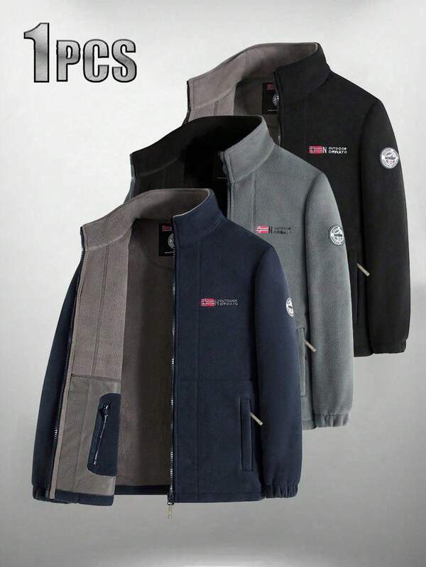 Men's Autumn/Winter Fleece Jacket, Double-Sided Sherpa Lining, Business Casual Thicken Warm Jacket, Couple Style