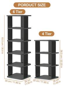 Shoe Rack For Closet, Space Saving Shoe Organizer, Sturdy Storage Shelf, Closet Organizers And Storage, Shoe Cabinet For Upright Or Upside Down, Large Space Fit All Shoe Sizes, Stackable Free Standing Shoe Rack For Entryway, Garage, Corridor, Apartment Essentials, Home Organization - 黑色 - 查看 5