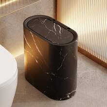 Senmeo 1/2 PCS Trash Can, 3.7 Gallon Dual Barrel Trash Can With Lid Odor Resistant, Press-On Opening, Plastic Trash Can With Built-In Handle, Easy To Clean, Rust Resistant, Ideal For Tight Spaces In Bathrooms, Kitchens, Offices, Commercial Scenes And More. - màu đen - Xem 1