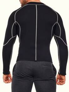 Men Sauna Suit Weight Loss Jacket Waist Trainer Hot Sweat Shirt Workout Tank Tops Zipper Long Sleeve Body Shaper