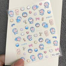 Doraemon 1 miếng dán móng tay hình hoạt hình dễ thương màu xanh dương, dùng để trang trí móng tay, quà tặng Giáng sinh, đồ trang trí Giáng sinh. - Nhiều màu - Xem 3