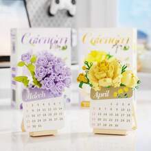 Mini Calendar Book Building Blocks Micro Blocks Educational Toy For Kids,Plastic Flowers Building Blocks Bricks Game Children's Toys,Desktop Ornament,New Year Decoration Items,Birthday Gifts/Christmas Gifts/New Year Gifts - 彩色 - 查看 8
