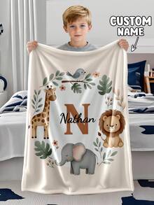 1pc Personalized Blanket, Lightweight Throw Blanket, Birthday, Cozy Earth Tones, Gift, Decor, Heirloom Quality - Multicolor - View 10