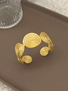 不锈钢手链，休闲女士手链，饰有贝壳、海星、花朵、蝴蝶图案 - 金色 - 查看 6