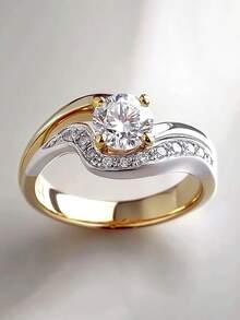 1pc Cubic Zirconia Embedded Charm Ring, Suitable For Women, Can Be Used As Wedding Or Valentine's Day Gift - Multicolor - View 10