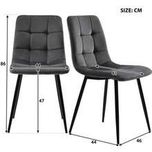 117cm Esstisch Mit 4 Stühlen Set, Rechteckiger Esstisch Moderner Küchentisch Set ,Esszimmerstuhl Dunkelgrau Samt Küchenstuhl,Golden Tischbeine - Gray - View 2